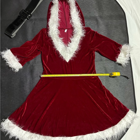 Woman’s Santa Dress with Hood and Black Belt-1xLarge & 1xMedium - Picture 4 of 7